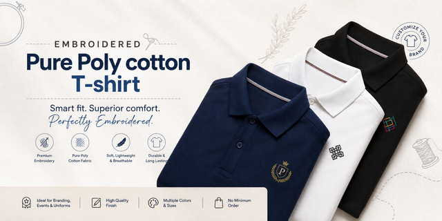 Embroidered Pure Poly cotton T-shirt