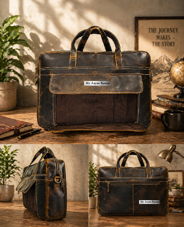 Dual Colour Vintage look Laptop Bag