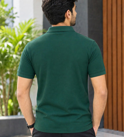 Embroidered Unisex Polo T-Shirt - Dark Green