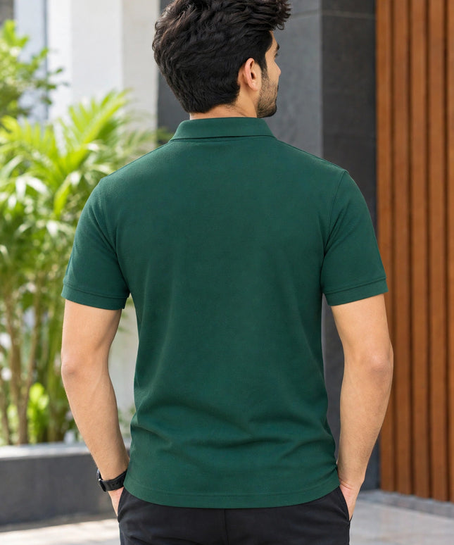 Embroidered Unisex Polo T-Shirt - Dark Green