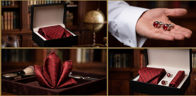 Neck Tie Gift Set-Maroon