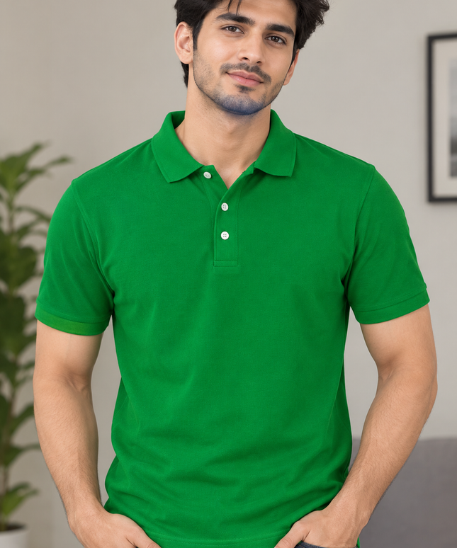 Embroidered Unisex Polo T-Shirt - Green