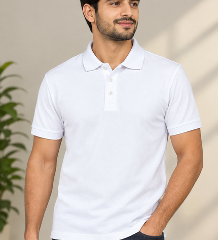 Embroidered Unisex Polo T-Shirt - White