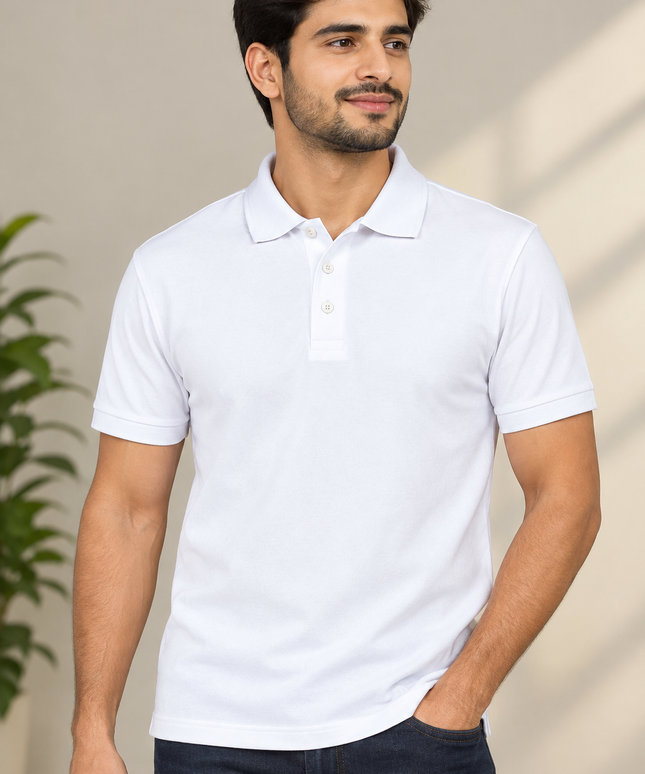 Embroidered Unisex Polo T-Shirt - White