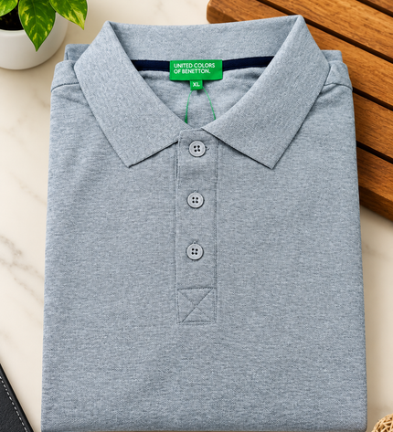 UCB Polo Melange Grey Pure Cotton T- Shirt