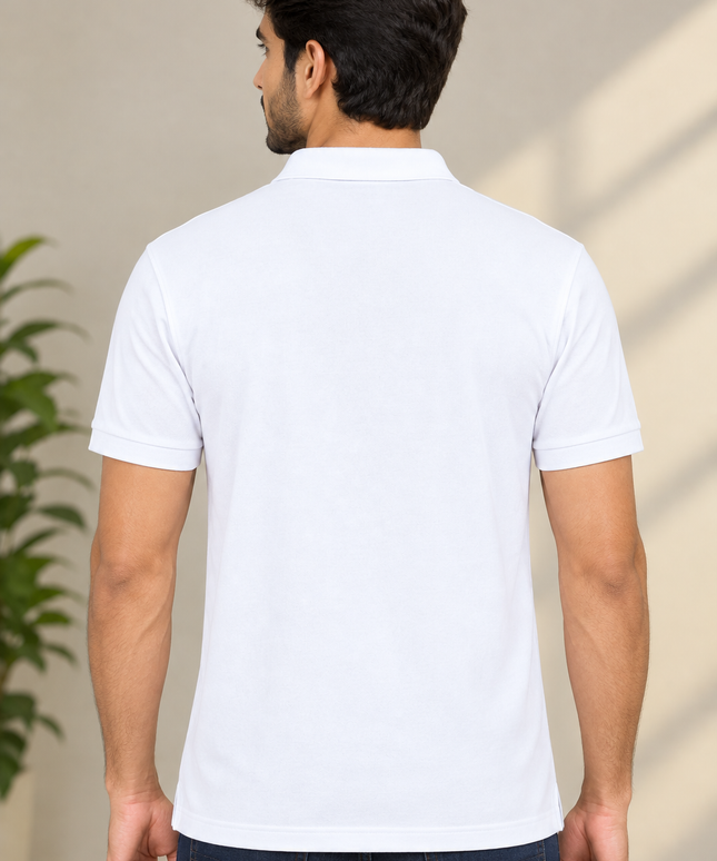 Embroidered Unisex Polo T-Shirt - White