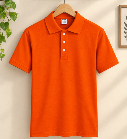 Embroidered Unisex Polo T-Shirt - Orange