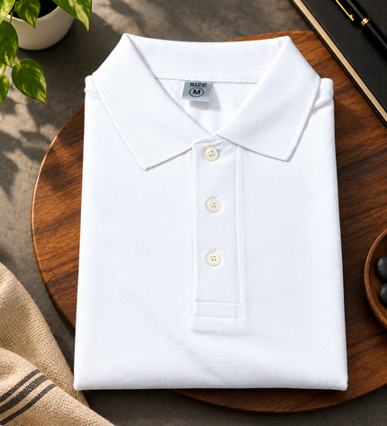Embroidered Unisex Polo T-Shirt - White