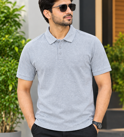 UCB Polo Melange Grey Pure Cotton T- Shirt
