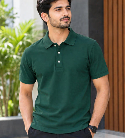 Embroidered Unisex Polo T-Shirt - Dark Green