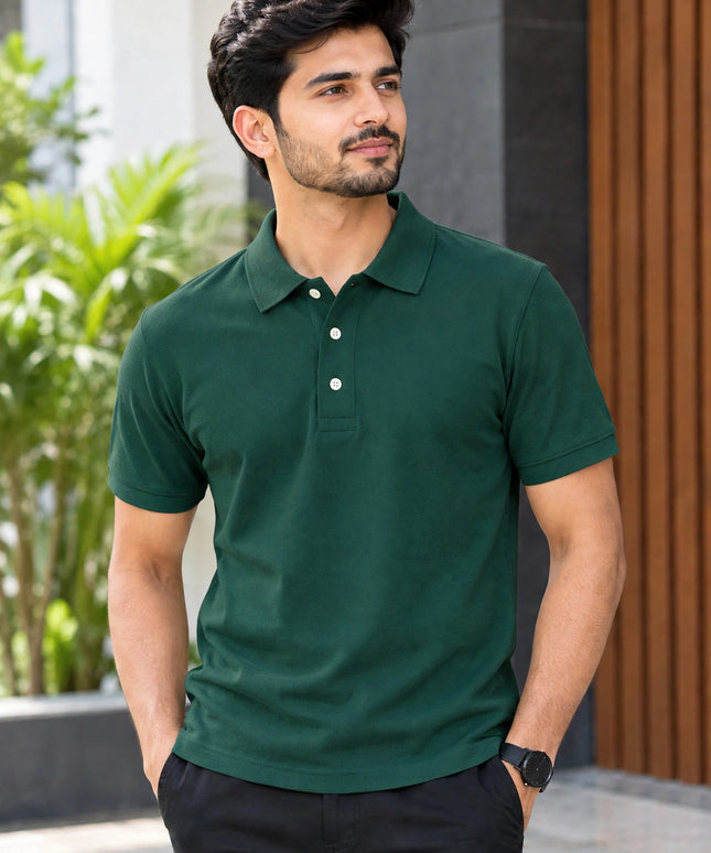 Embroidered Unisex Polo T-Shirt - Dark Green