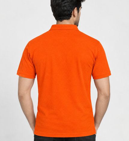 Embroidered Unisex Polo T-Shirt - Orange