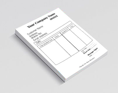 Blank invoice template on a gray background