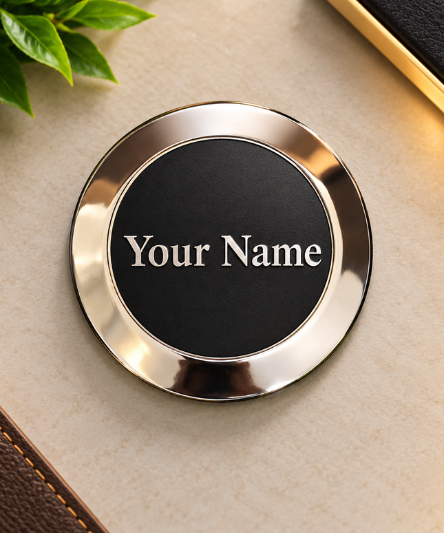 Personalized Engraved Silver Round Paper Weight