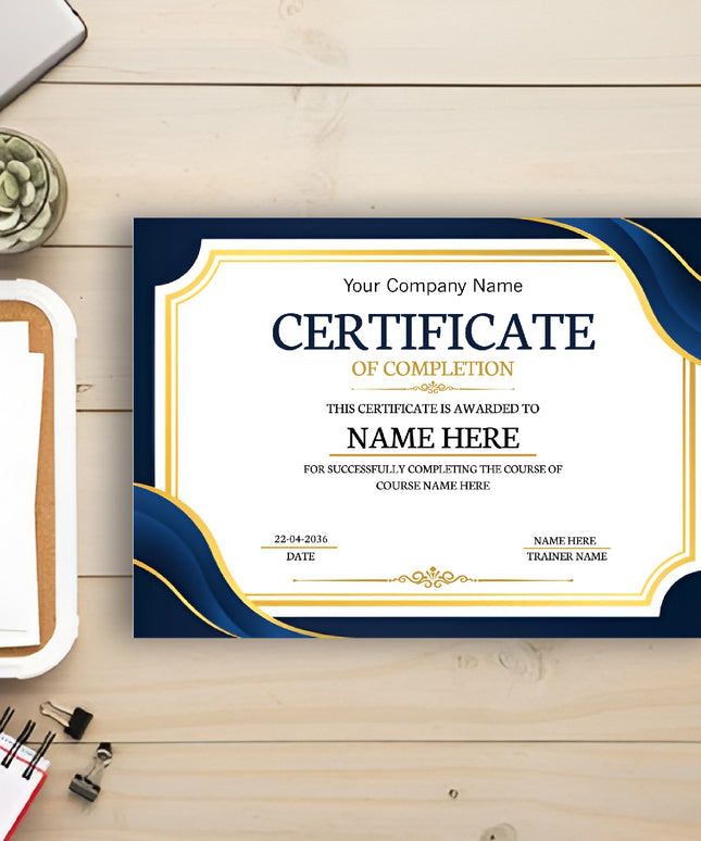 A5 Customised Certificate