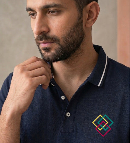 Rare Rabbit Cotton Polo t-shirt- with tipping Navy blue