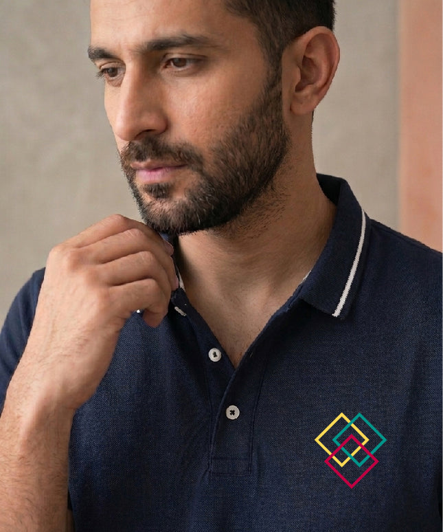 Rare Rabbit Cotton Polo t-shirt- with tipping Navy blue