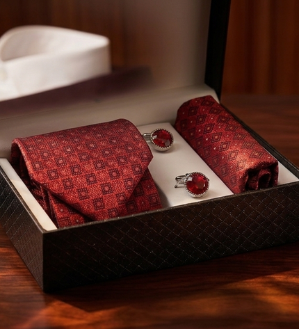 Neck Tie Gift Set-Maroon