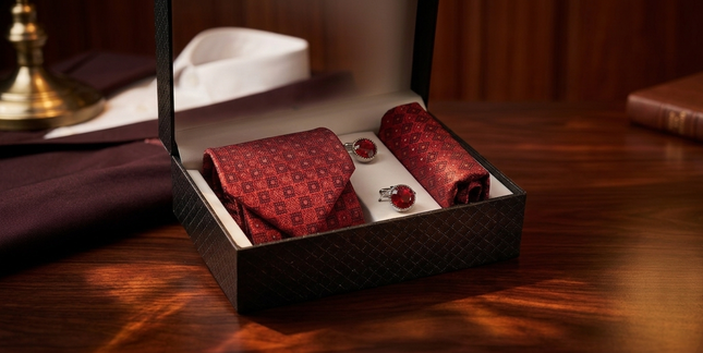 Neck Tie Gift Set-Maroon