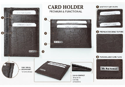 Croco  Card holder - Brown