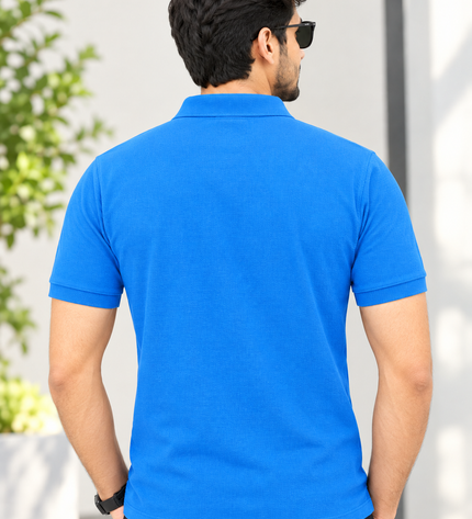 Embroidered Unisex Polo T-Shirt - Sky Blue