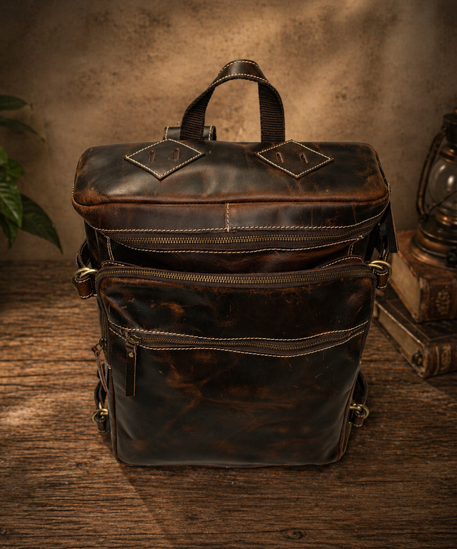 Brown Pure Leather bagpack