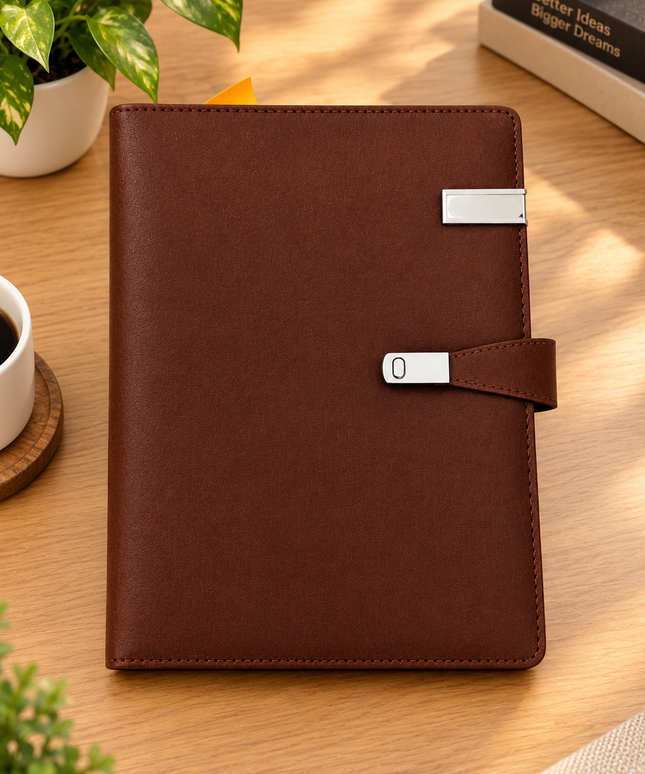 Executive Brown Textured Dairy  With Magnetic Lock BO21R