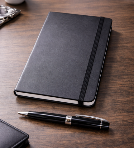 Sheaffer Gift Set- VFM Matte Black BP with A6 Black Notebook