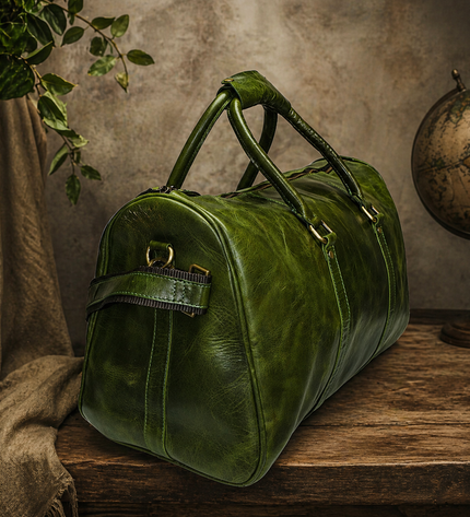 Green pure Leather bagpack