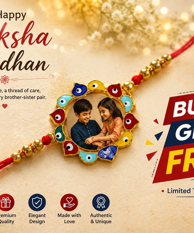 Customised Multicolour Rakhi ( Buy 1 get 1 free)
