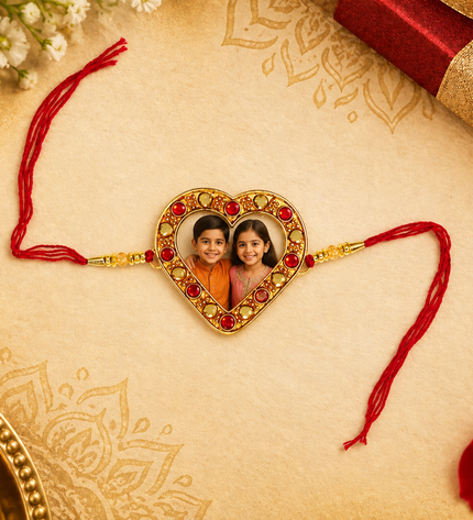 Customised Red Heart Rakhi (Buy 1 get 1 free)