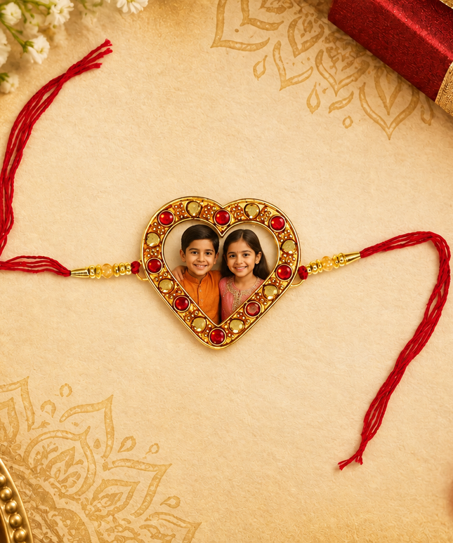 Customised Red Heart Rakhi (Buy 1 get 1 free)