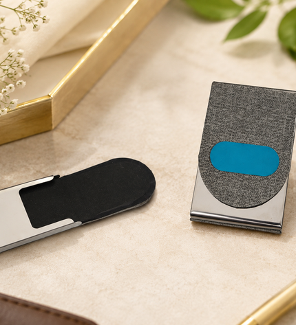 Grey textured card holder