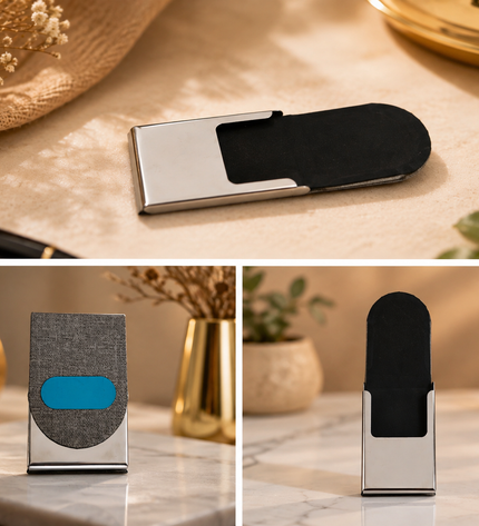 Grey textured card holder