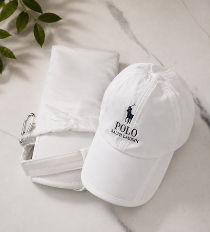 Foldable Customised Cap with pouch -White
