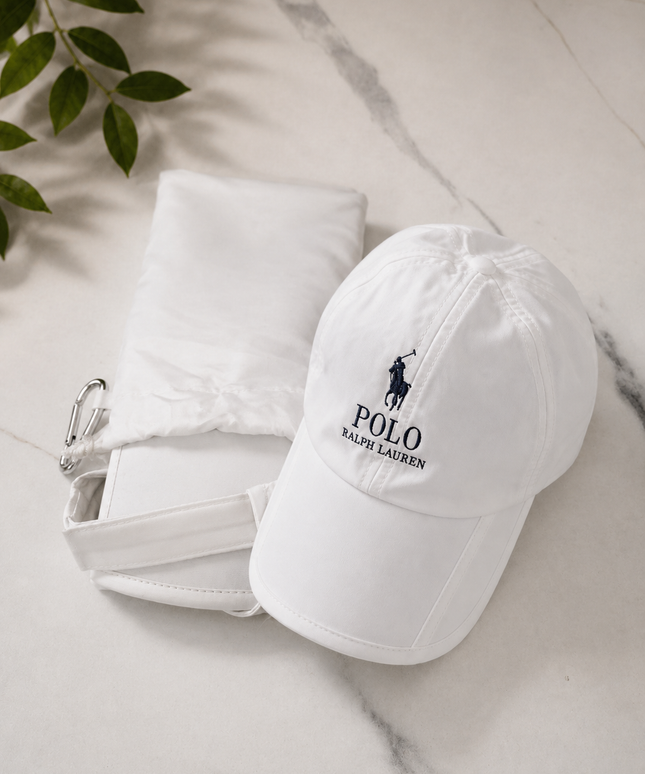 Foldable Customised Cap with pouch -White