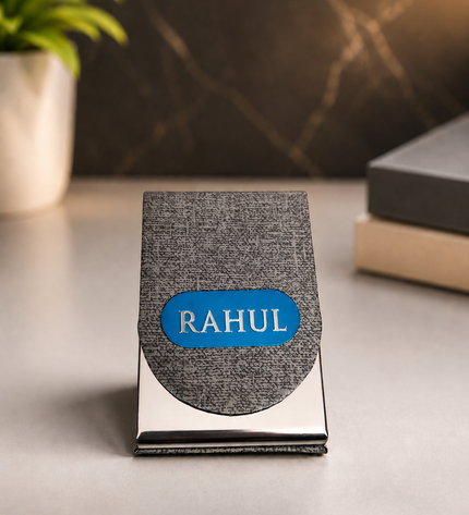 Grey textured card holder