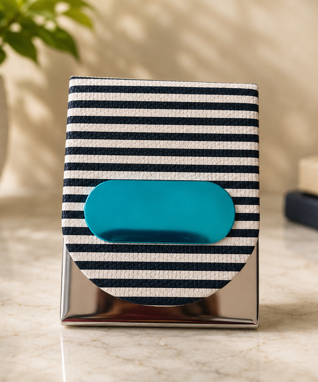 Card Holder-Black & White Strip