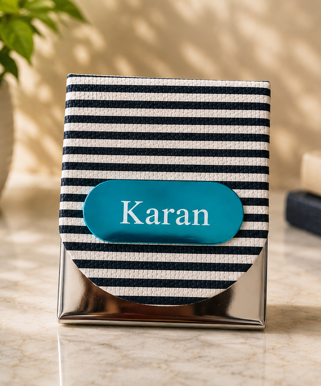Card Holder-Black & White Strip