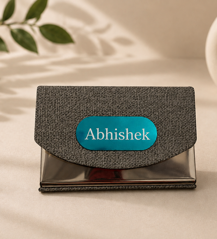 Grey Textured Card Holder-Horizontal
