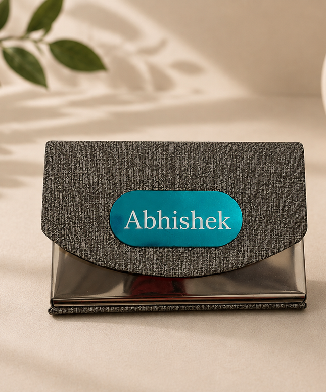 Card Holder -Grey Textured-Horizontal