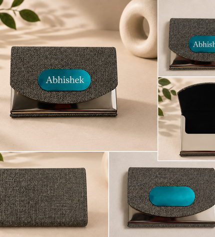 Grey Textured Card Holder-Horizontal