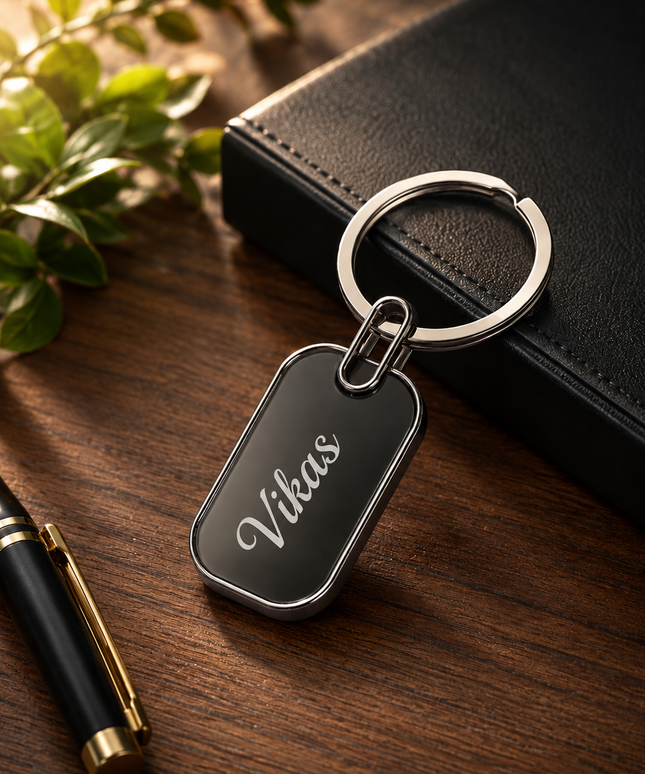 Engraved Cylindrical Keychain