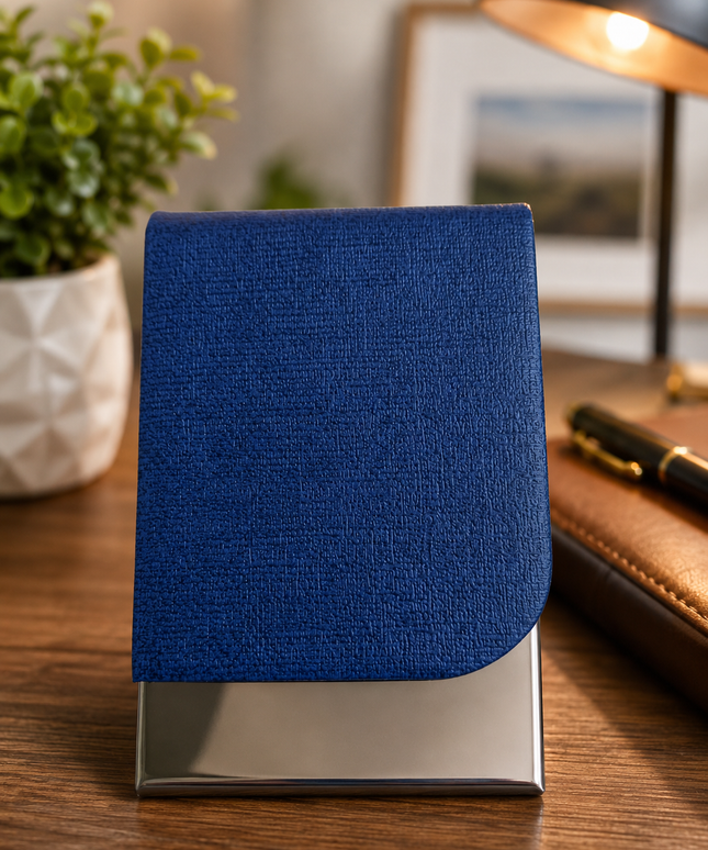 Card Holder -Blue  Matte Textured-Vertical