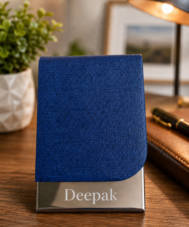 Card Holder -Blue  Matte Textured-Vertical