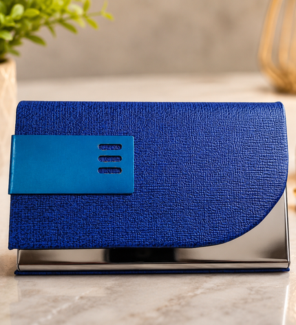 Card Holder-Blue Matte Textured