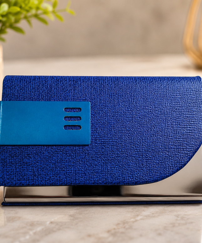 Card Holder-Blue Matte Textured