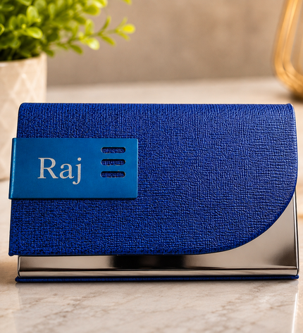Card Holder-Blue Matte Textured