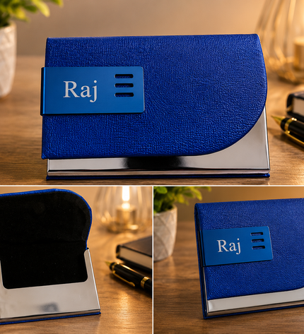 Card Holder-Blue Matte Textured