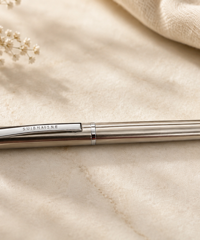 Submarine Engraved Silver Fountain Pen